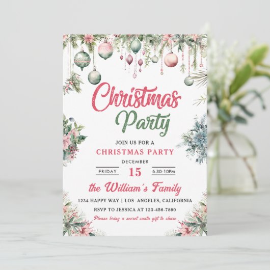 クリスマスパーティーの花のあるクリスマス 招待状 (スタンド正面)