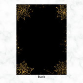 クリスマスパーティーの花&星 | ブラックおよび金ゴールド 招待状