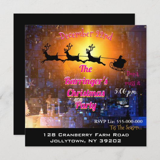 クリスマスパーティーの街 招待状 (正面/裏面)