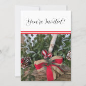 クリスマスパーティーの装飾に最適なエバーグリーンの松の枝 シーズンカード (正面)