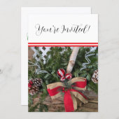 クリスマスパーティーの装飾に最適な常緑の松の枝 シーズンカード (正面/裏面)