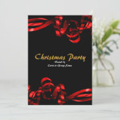 クリスマスパーティーの赤いリボン　エレガントでスタイリッシュ 招待状 (スタンド正面)