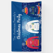 クリスマスパーティーの醜いセーター赤い青い雪の冬 横断幕 (縦)