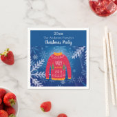 クリスマスパーティーの醜いセーター赤い青い雪片 スタンダードカクテルナプキン (インサイチュ)