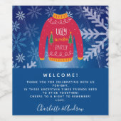 クリスマスパーティーの醜いセーター赤い青の歓迎 ワインラベル (シングルラベル)