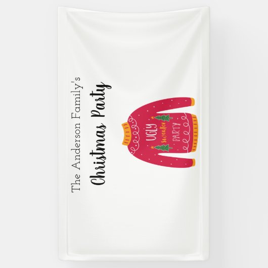 クリスマスパーティーの醜いセーター赤白 横断幕 (縦)