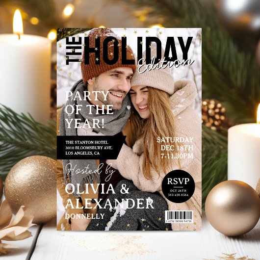 クリスマスパーティーの雑誌の表紙の写真 招待状