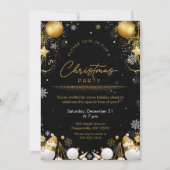クリスマスパーティーの雪の結晶と雪だるま 招待状 (正面)