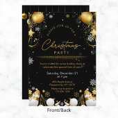 クリスマスパーティーの雪の結晶と雪だるま 招待状