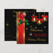 クリスマスパーティーの飾り 赤 黒 オーナメント 招待状 (正面/裏面)