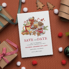 クリスマスパーティーのSave the Date ホリデー シーズンポストカード