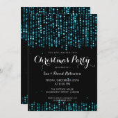 クリスマスパーティーウィンタースター紙吹雪ターコイズ 招待状 (正面/裏面)