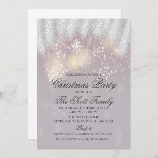 クリスマスパーティーウィンタースノーフレーク招待状 招待状 (正面/裏面)