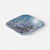 クリスマスパーティーウィンターホワイト雪だるまブルー素朴 ペーパープレート (傾斜あり)