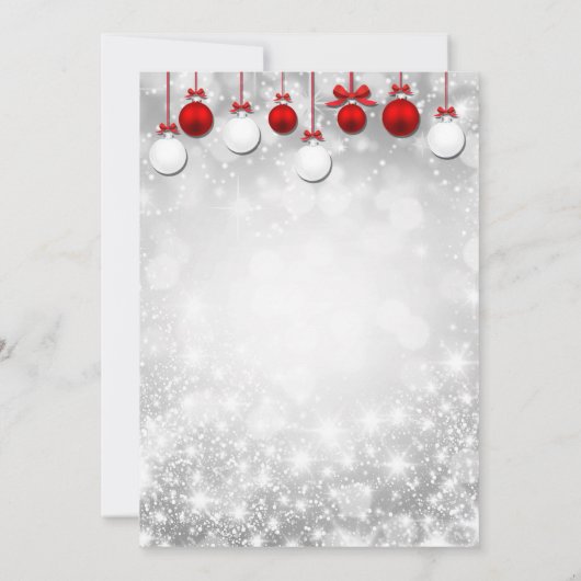 クリスマスパーティーウィンターレッドホワイトオーナメント 招待状 (裏面)