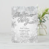 クリスマスパーティーウィンターワンダーランドホワイトスノーフレーク 招待状 (スタンド正面)