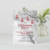 クリスマスパーティーウィンターワンダーランドレッドオーナメント 招待状 (スタンド正面)