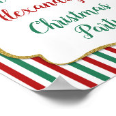 クリスマスパーティーウェルカムサイングリーンレッド金ゴールド ポスター (角)