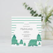 クリスマスパーティーウォーターカラーツリーイラストレーション 招待状 (スタンド正面)