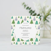 クリスマスパーティーウォーターカラーツリーイラストレーション 招待状 (スタンド正面)