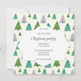 クリスマスパーティーウォーターカラーツリーイラストレーション 招待状