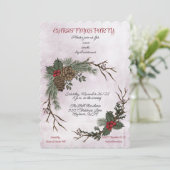 クリスマスパーティーウォーターカラーパインコーンリース 案内状 (スタンド正面)