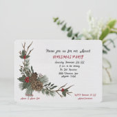 クリスマスパーティーウォーターカラーパインコーン招待状 案内状 (スタンド正面)