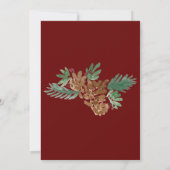 クリスマスパーティーウォーターカラーピネコーングリーンリーアート 招待状 (裏面)