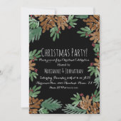 クリスマスパーティーウォーターカラーピネコーングリーンリーアート 招待状 (正面)