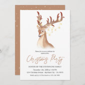 クリスマスパーティーウォーターカラーブラウンディアシエレガントック 招待状 (正面/裏面)