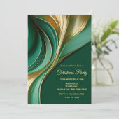 クリスマスパーティーエレガントグリーンと金ゴールド- 招待状 (スタンド正面)