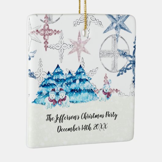 クリスマスパーティーオーナメントと雪だるま セラミックオーナメント (右)