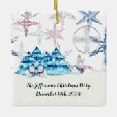 クリスマスパーティーオーナメントと雪だるま セラミックオーナメント (正面)