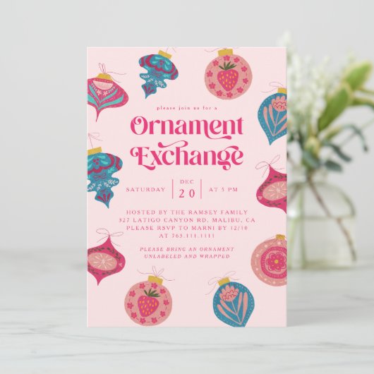 クリスマスパーティーオーナメント交換招待状 招待状 (スタンド正面)