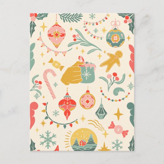 クリスマスパーティーオーナメント招待状 ポストカード (正面)