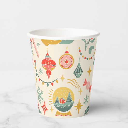クリスマスパーティーオーナメント招待状 紙コップ (正面)