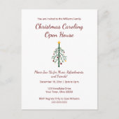 クリスマスパーティーカロリングホリデーレトロツリー インビテーションポストカード (正面)