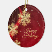 クリスマスパーティーギフトレッドゴールデンスノーフレーク セラミックオーナメント (左)