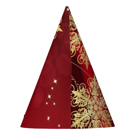クリスマスパーティーギフトレッドゴールデンスノーフレーク パーティーハット (裏面)