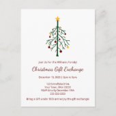 クリスマスパーティーギフト交換フェスティバルエバーグリーン インビテーションポストカード (正面)