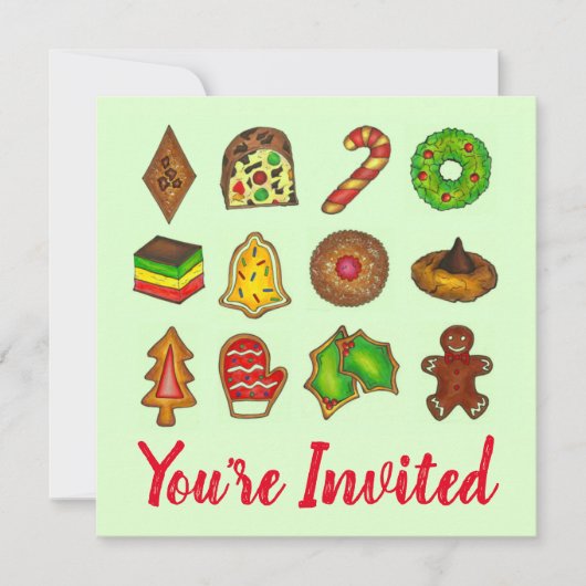 クリスマスパーティークッキースワップホリデーオープンハウス 招待状 (正面)