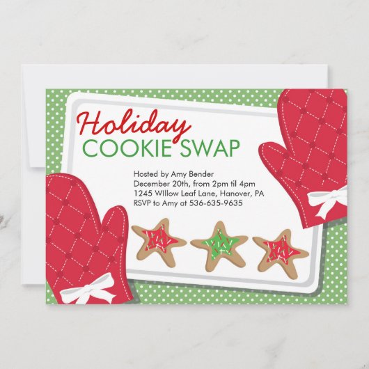 クリスマスパーティークッキー交換招待状 招待状 (正面)