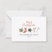 クリスマスパーティークッキー赤い素朴な休日 ノートカード (正面)