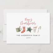 クリスマスパーティークッキー赤い素朴な休日 招待状 (正面)