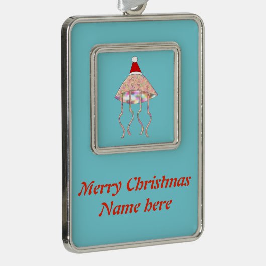 クリスマスパーティークラゲカスタムオーナメント シルバープレートフレームオーナメント (右)