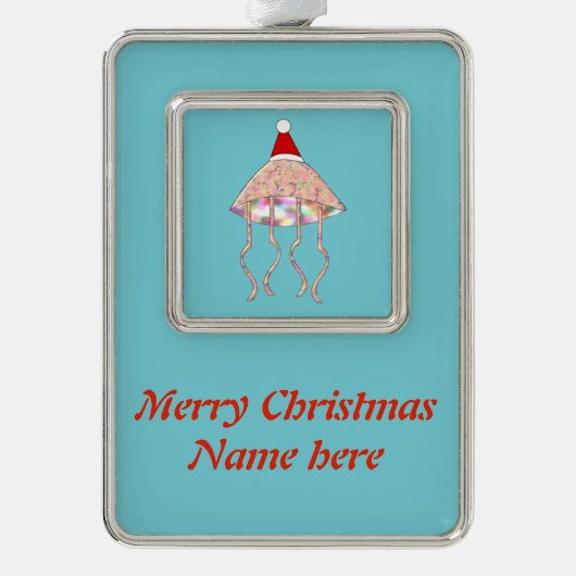クリスマスパーティークラゲカスタムオーナメント シルバープレートフレームオーナメント (正面)