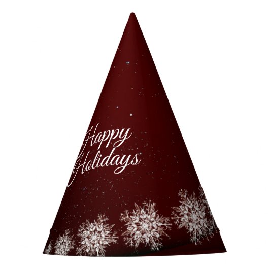 クリスマスパーティークリスタルスノーフレークレッドラスティック パーティーハット (正面)
