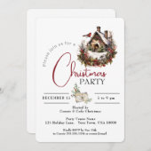 クリスマスパーティークリスマスバードハウス 招待状 (正面/裏面)