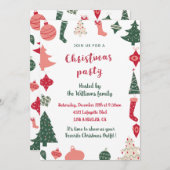 クリスマスパーティークリスマスパターン 招待状 (正面/裏面)