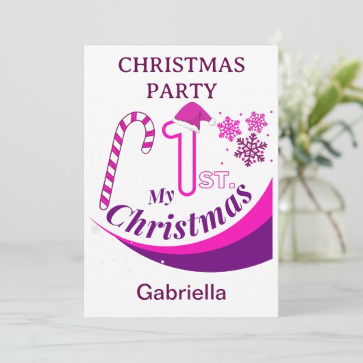 クリスマスパーティークリスマスベビー「私の最初のクリスマス」 招待状 (スタンド正面)